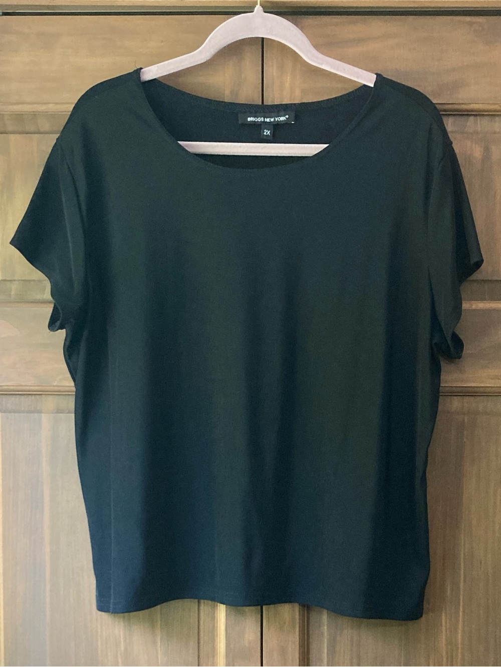 5/$15 Briggs New York Black Ribbed SS Tee 2X